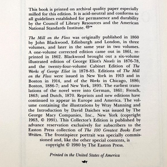 Easton Press - The Mill on the Floss by George Eliot 100 Greatest (1980) - Picture 5 of 8